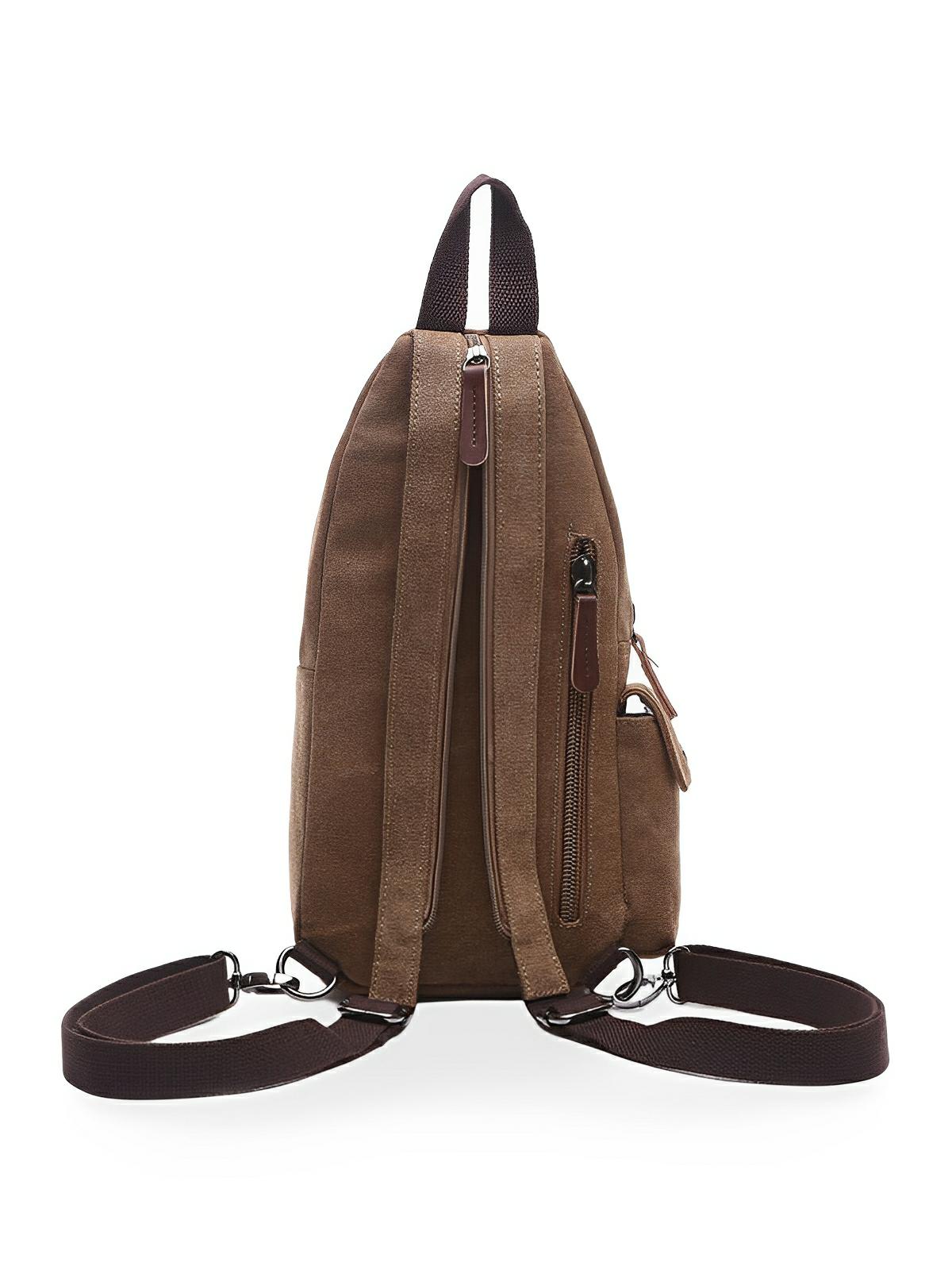 Sacoche à bandoulière en toile, polyvalente et robuste, urbain et compact, sac messager tendance, modèle Mikel - Sacoche - Marron