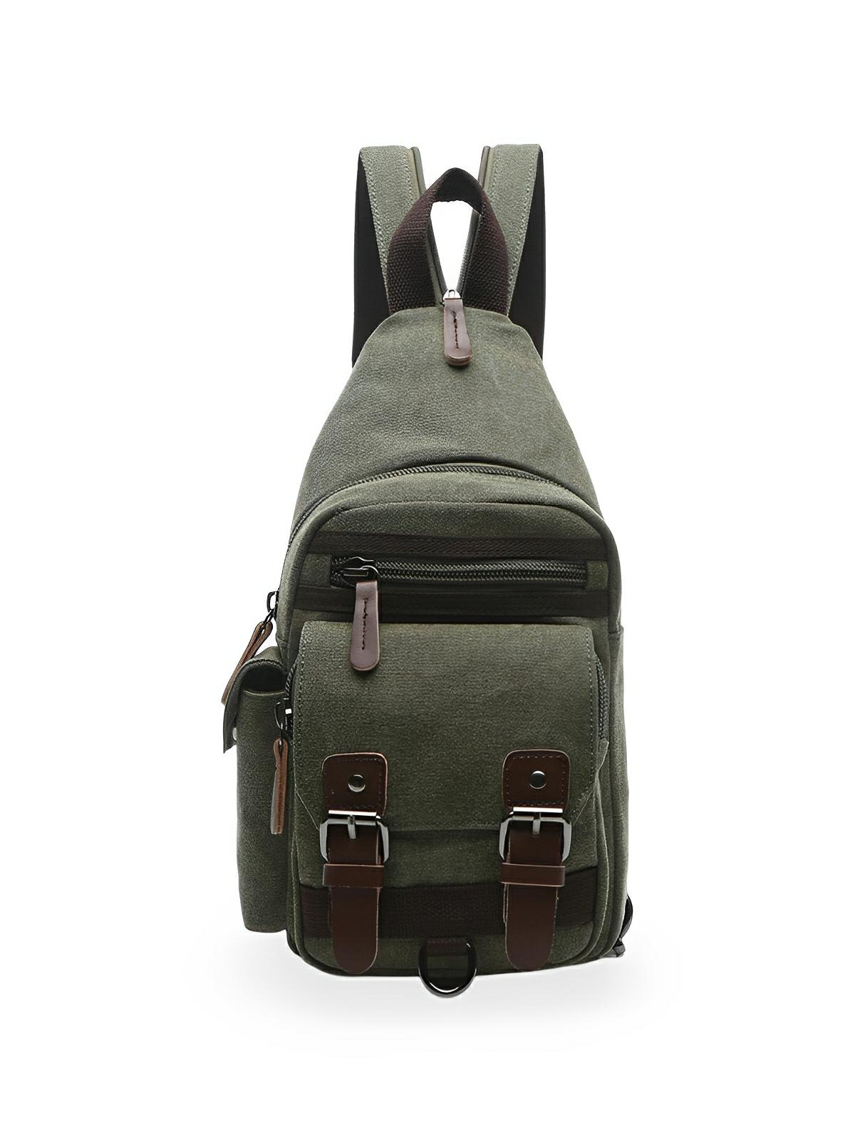 Sacoche à bandoulière en toile, polyvalente et robuste, urbain et compact, sac messager tendance, modèle Mikel - Sacoche - Vert