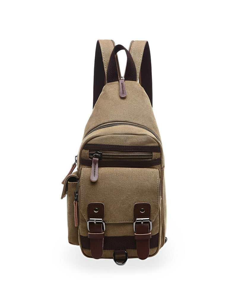 Sacoche à bandoulière en toile, polyvalente et robuste, urbain et compact, sac messager tendance, modèle Mikel - Sacoche - Beige