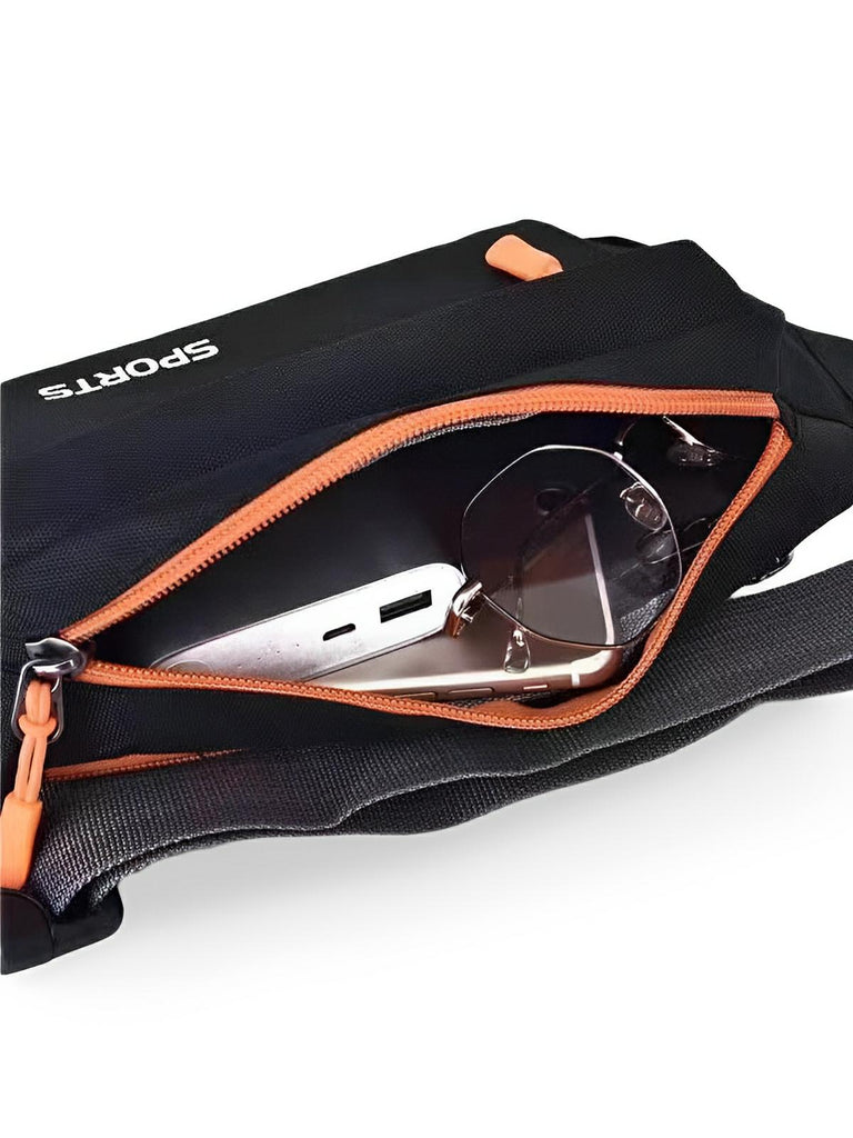 Sacoche banane de sport, unisexe, ceinture réglable, poches multiples, léger et pratique, modèle Usain - Sacoche - Noir