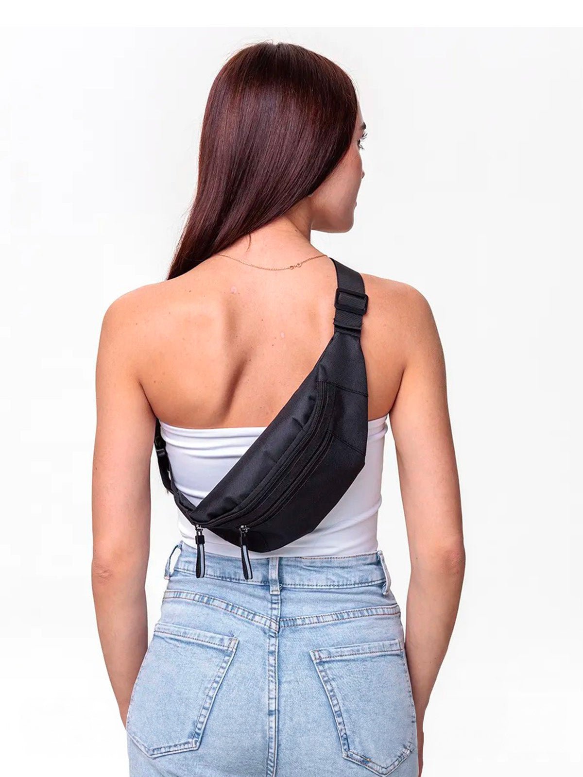 Sacoche banane femme, sac ceinture déperlant, sac poitrine compact, sac travers léger, sac sport randonnée, modèle Vedastine - Sacoche - Noir