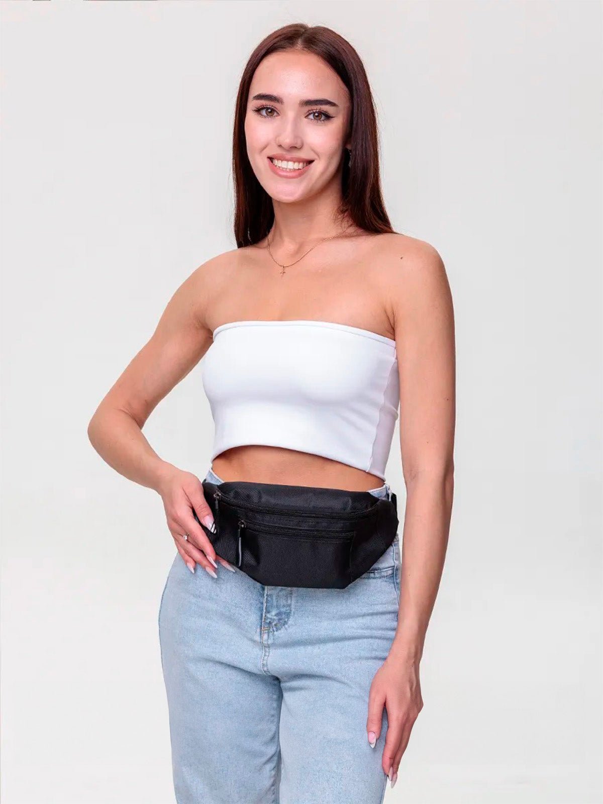 Sacoche banane femme, sac ceinture déperlant, sac poitrine compact, sac travers léger, sac sport randonnée, modèle Vedastine - Sacoche - Noir