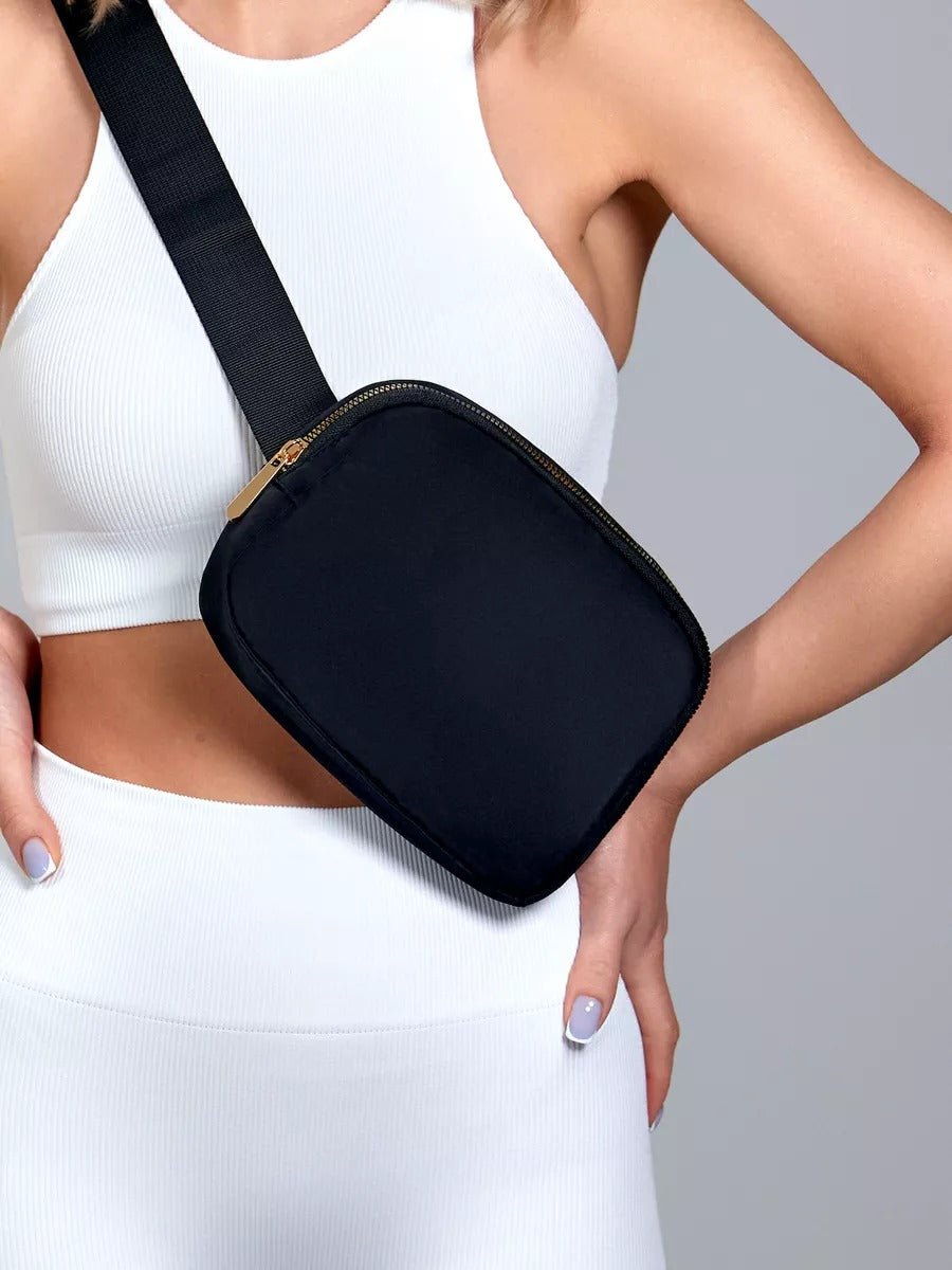 Sacoche banane femme, sac sport, sacoche unisexe, sac imperméable, ceinture ajustable, modèle Jocelyne - Sacoche - Noir