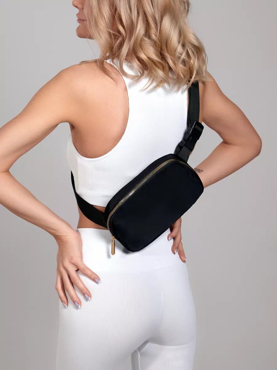 Sacoche banane femme, sac sport, sacoche unisexe, sac imperméable, ceinture ajustable, modèle Jocelyne - Sacoche - Noir