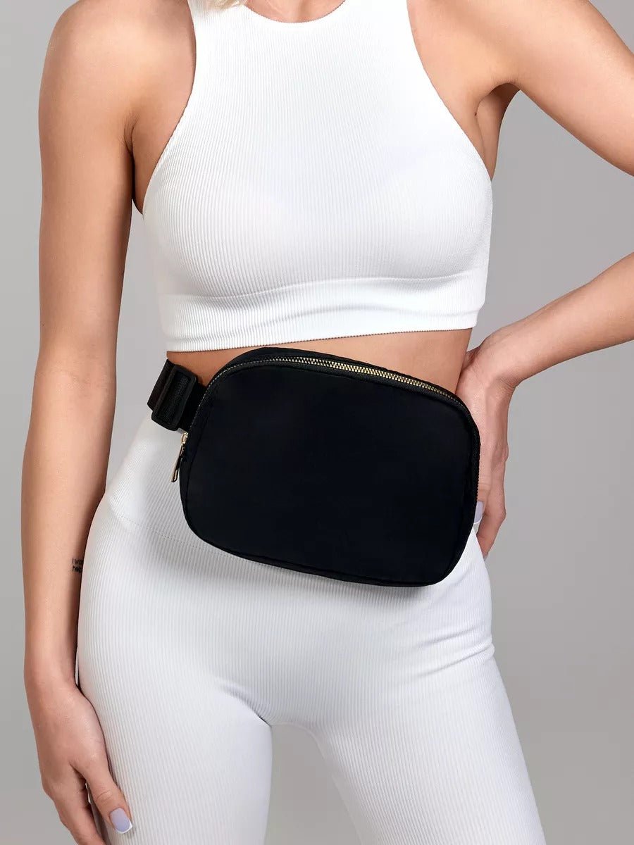 Sacoche banane femme, sac sport, sacoche unisexe, sac imperméable, ceinture ajustable, modèle Jocelyne - Sacoche - Noir