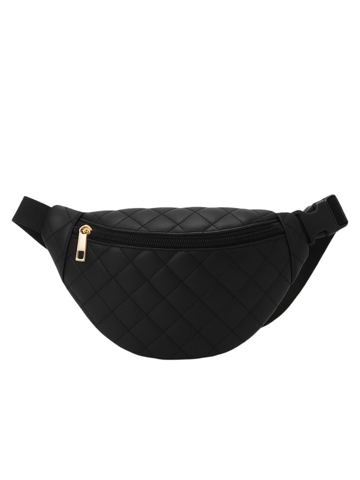 Sacoche banane matelassé, sac ceinture femme, sac bandoulière léger, mini sac zippé, sac pratique quotidien, modèle Zenobie - Sacoche - Noir