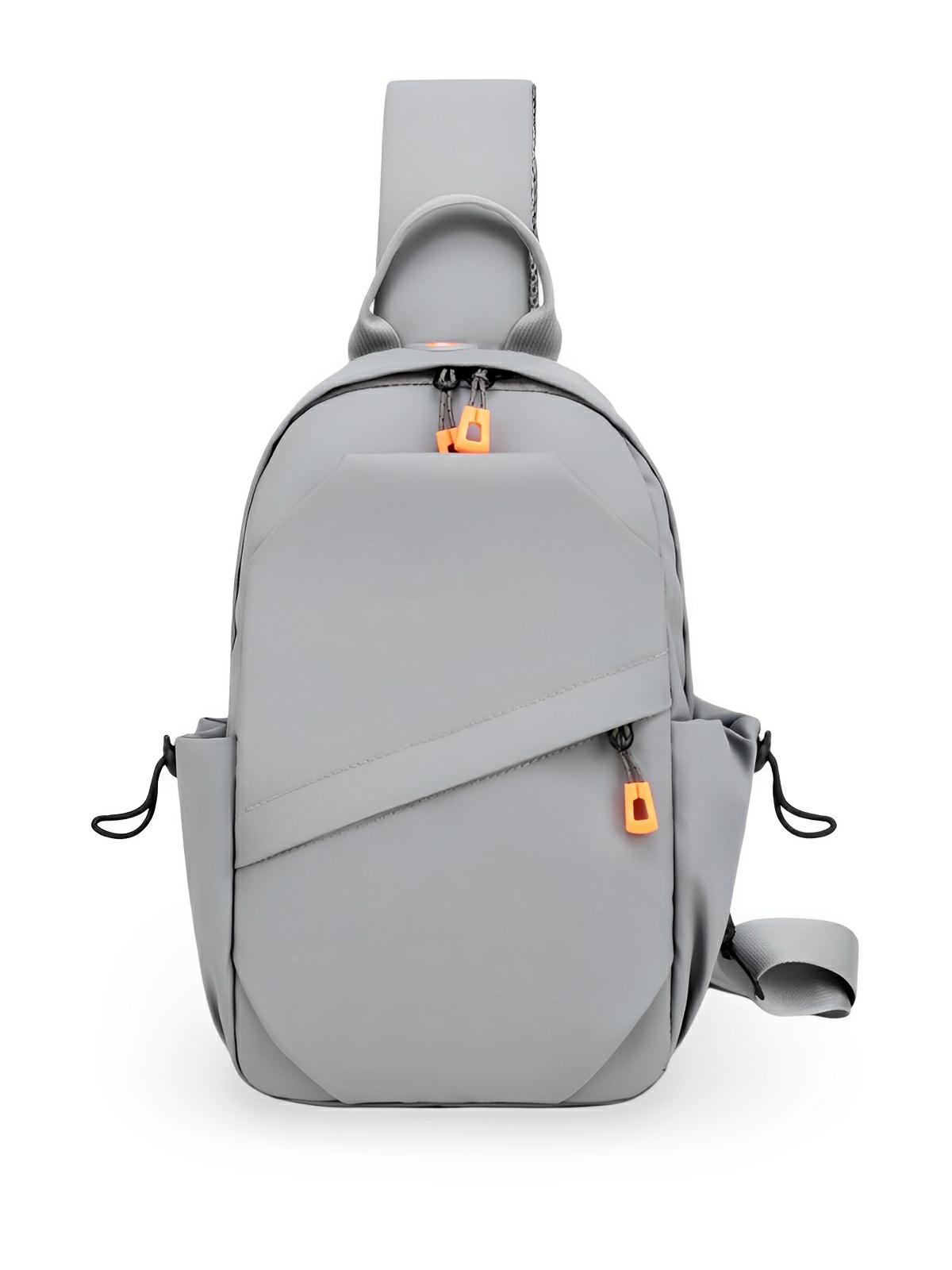 Sacoche bandoulière homme, compact et légère, tissu déperlant, multi - compartiments, port USB intégré, modèle Alvin - Sacoche - Gris
