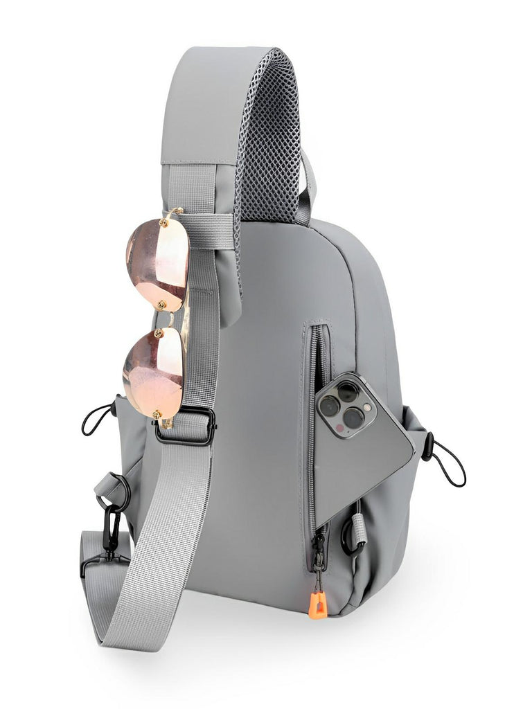 Sacoche bandoulière homme, compact et légère, tissu déperlant, multi - compartiments, port USB intégré, modèle Alvin - Sacoche - Gris