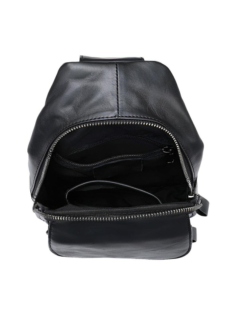 Sacoche de poitrine compact en cuir, rangement organisé et design moderne, modèle Saturnin - Sacoche - Noir