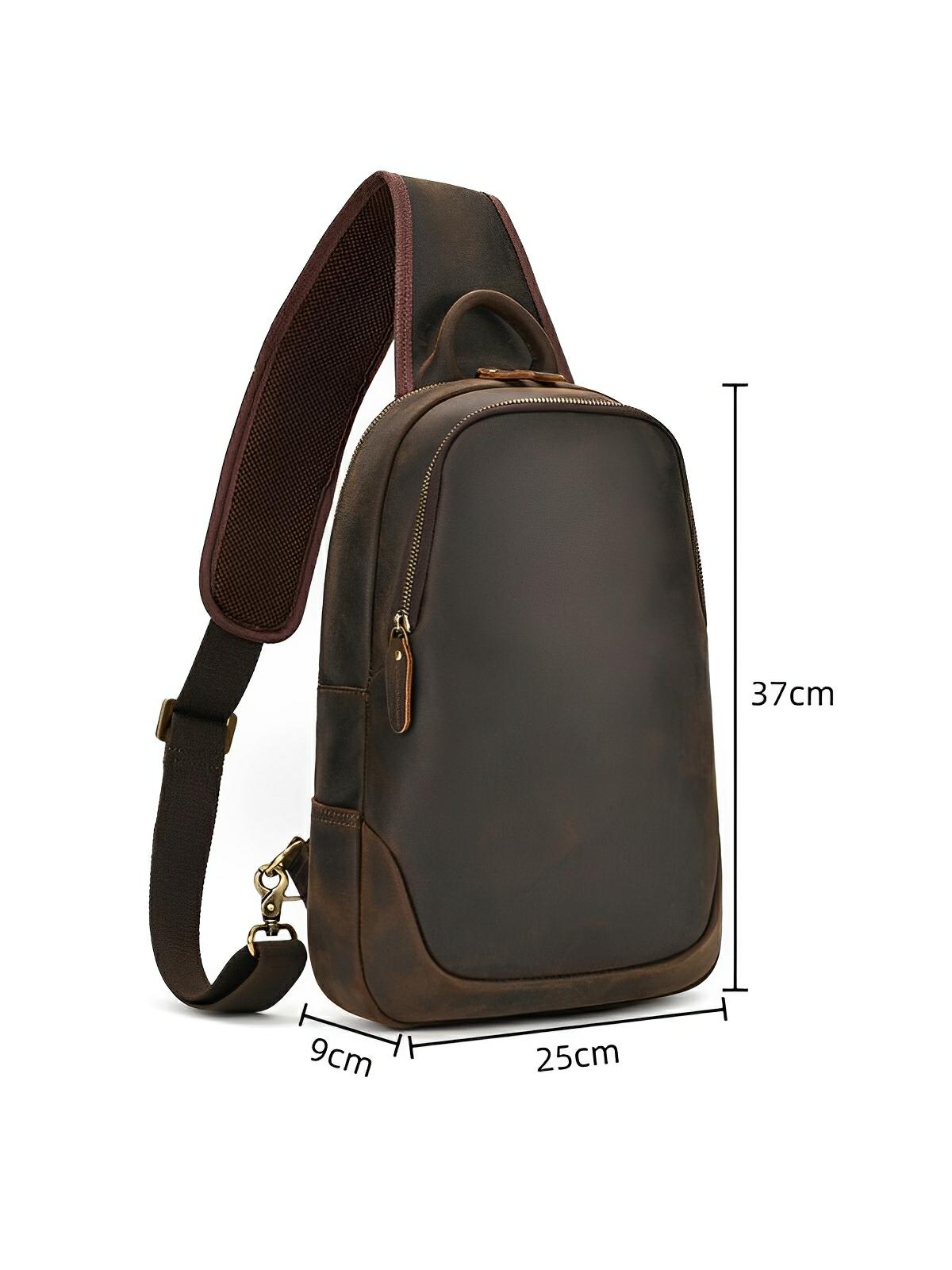 Sacoche d'épaule en cuir, pour l'homme contemporain, USB intégré, modèle Béranger - Sacoche - Café