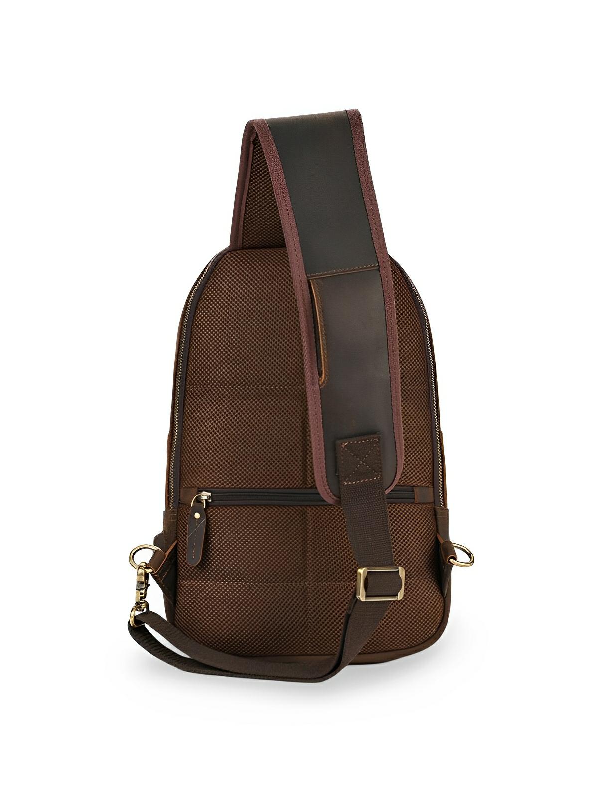 Sacoche d'épaule en cuir, pour l'homme contemporain, USB intégré, modèle Béranger - Sacoche - Café