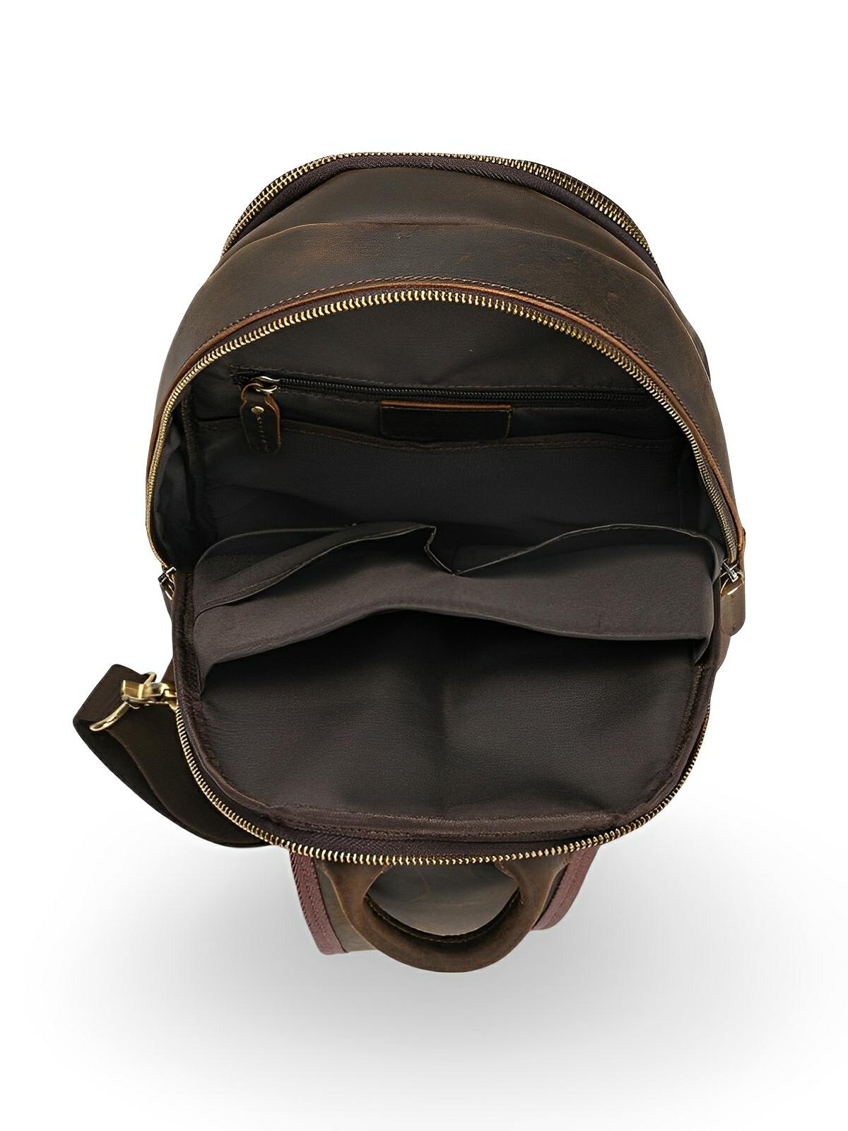 Sacoche d'épaule en cuir, pour l'homme contemporain, USB intégré, modèle Béranger - Sacoche - Café