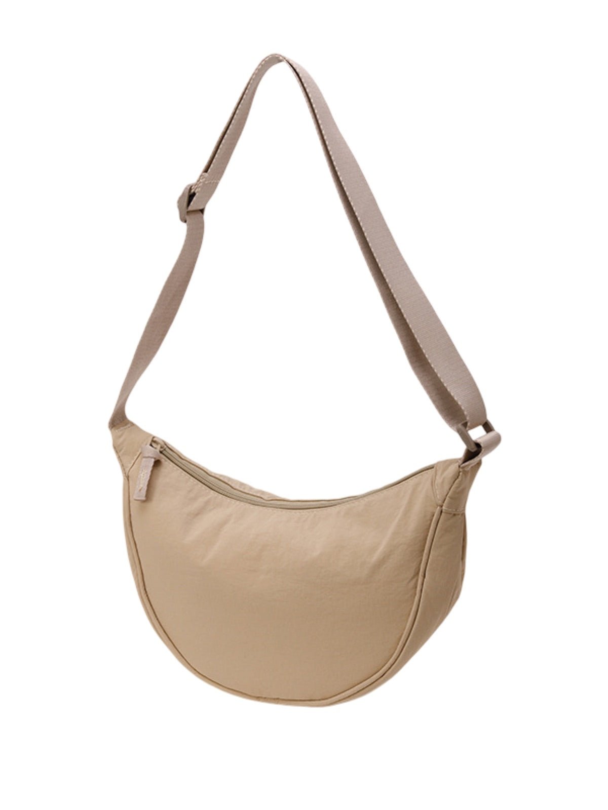 Sacoche nylon femme, sac demi - lune, sac bandoulière léger, sac de poitrine, sac streetwear y2k, modèle Josina - Sacoche - Beige