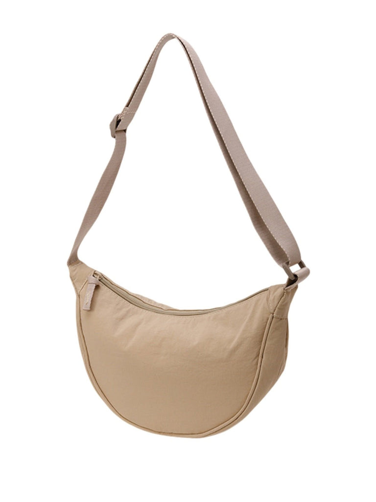 Sacoche nylon femme, sac demi - lune, sac bandoulière léger, sac de poitrine, sac streetwear y2k, modèle Josina - Sacoche - Beige