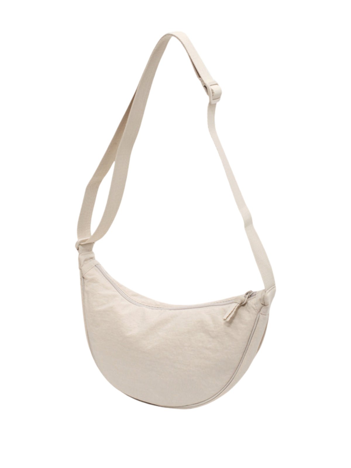Sacoche nylon femme, sac demi - lune, sac bandoulière léger, sac de poitrine, sac streetwear y2k, modèle Josina - Sacoche - Blanc cassé