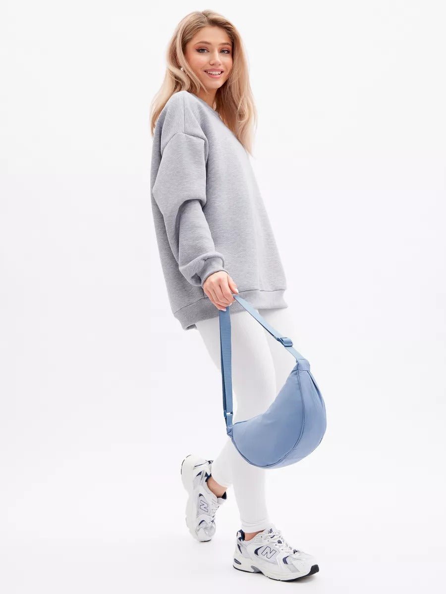 Sacoche nylon femme, sac demi - lune, sac bandoulière léger, sac de poitrine, sac streetwear y2k, modèle Josina - Sacoche - Bleu