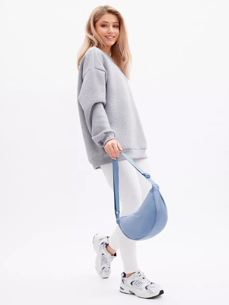 Sacoche nylon femme, sac demi - lune, sac bandoulière léger, sac de poitrine, sac streetwear y2k, modèle Josina - Sacoche - Bleu
