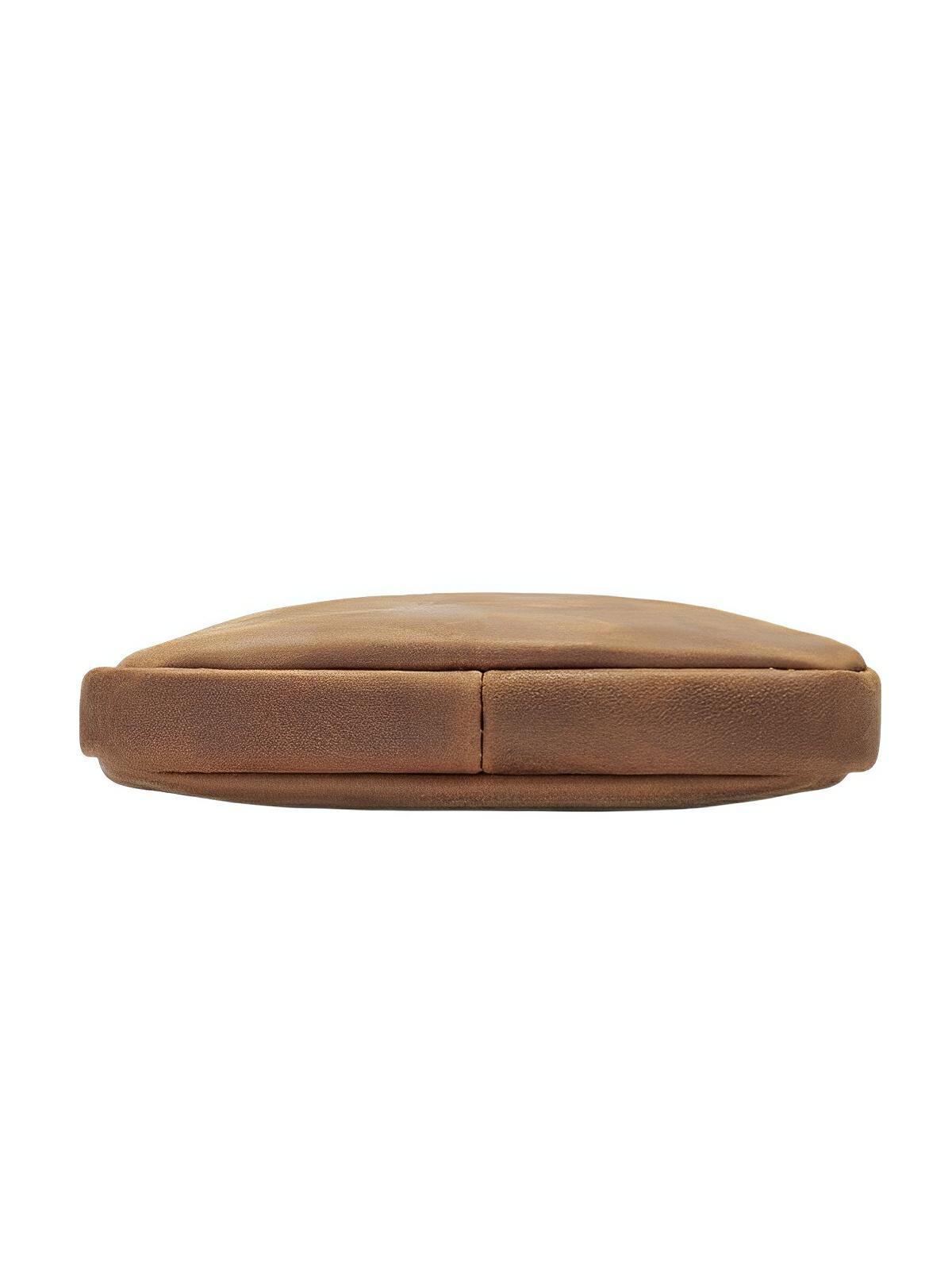 Sacoche plate en cuir homme, format pochette minimaliste, modèle Orphé - Sacoche - Marron