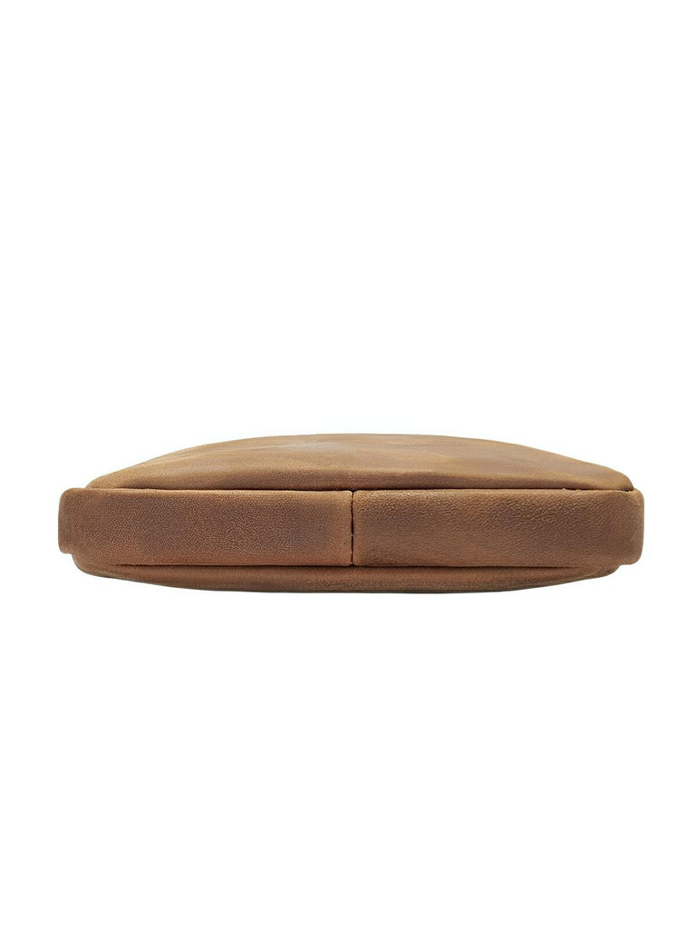 Sacoche plate en cuir homme, format pochette minimaliste, modèle Orphé - Sacoche - Marron