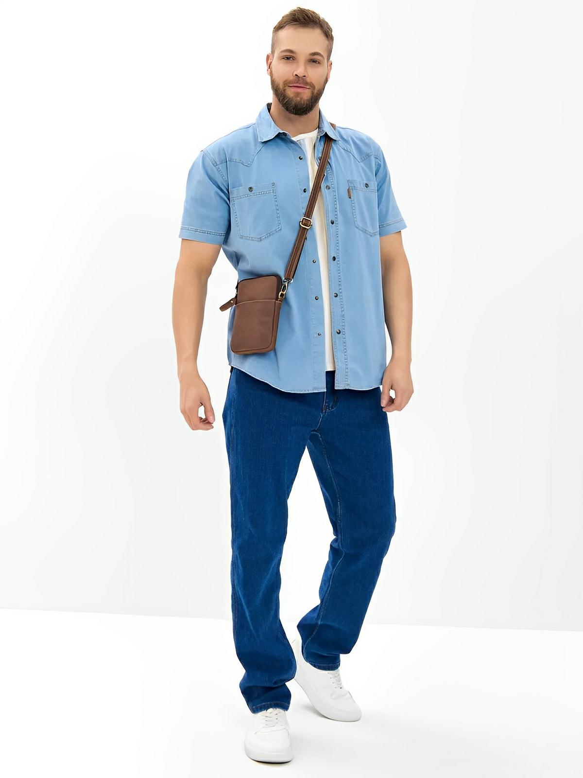 Sacoche plate en cuir homme, format pochette minimaliste, modèle Orphé - Sacoche - Marron