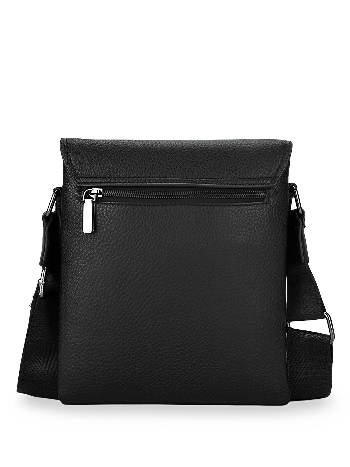 Sacoche pour homme, design compact, simili vegan noir, multiples compartiments, modèle Galo - Sacoche - Noir