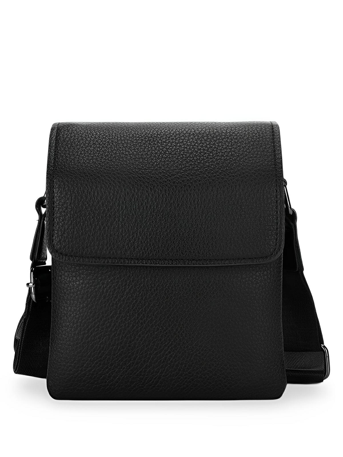 Sacoche pour homme, design compact, simili vegan noir, multiples compartiments, modèle Galo - Sacoche - Noir