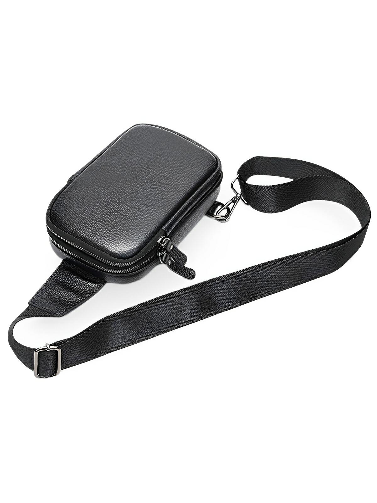Sacoche pour homme en cuir, compact et fonctionnel, porté épaule ou travers, design moderne, modèle Dali - Sacoche - Noir