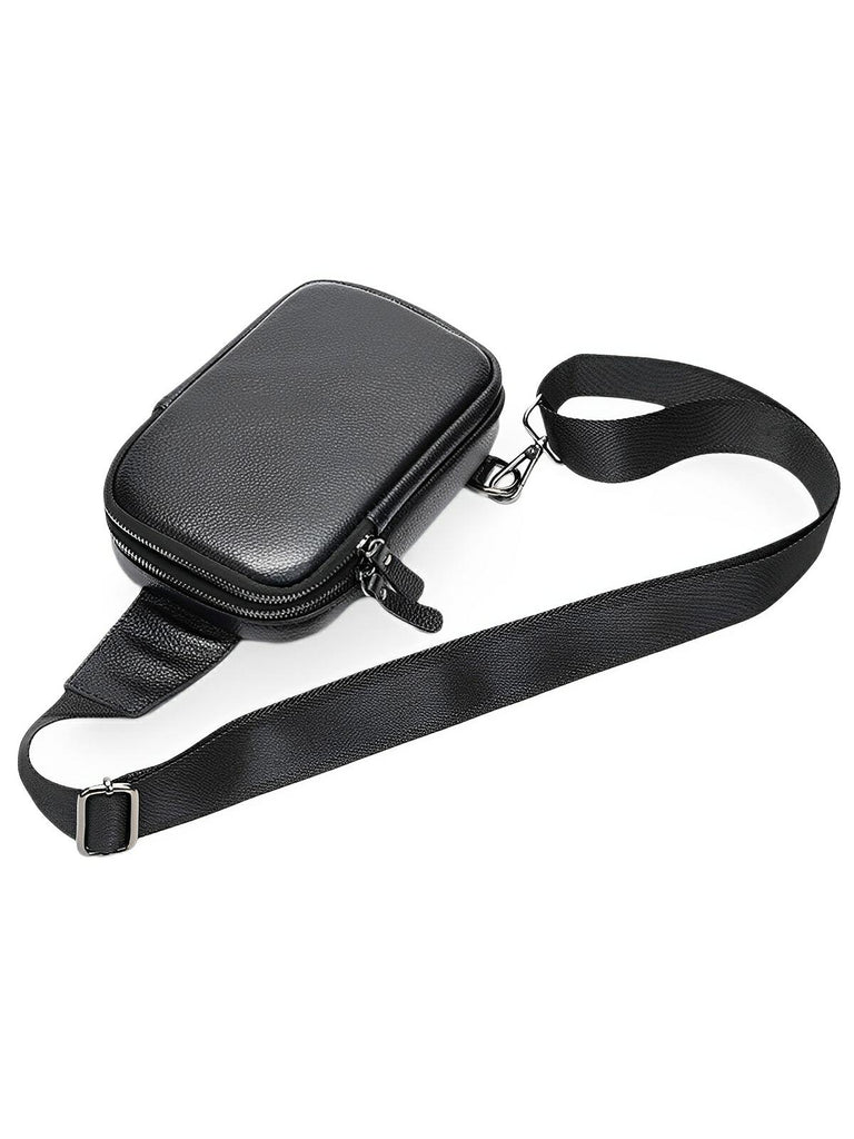 Sacoche pour homme en cuir, compact et fonctionnel, porté épaule ou travers, design moderne, modèle Dali - Sacoche - Noir