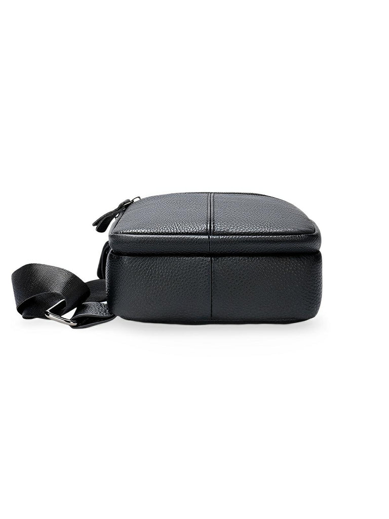 Sacoche pour homme en cuir pleine fleur, compact et pratique, design urbain, grande capacité, idéal quotidien et voyage, modèle Yanis - Sacoche - Noir