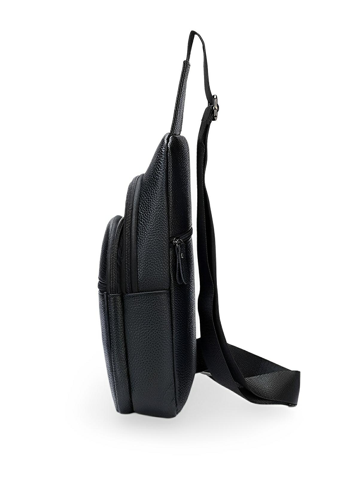 Sacoche pour homme en cuir pleine fleur, compact et pratique, design urbain, grande capacité, idéal quotidien et voyage, modèle Yanis - Sacoche - Noir