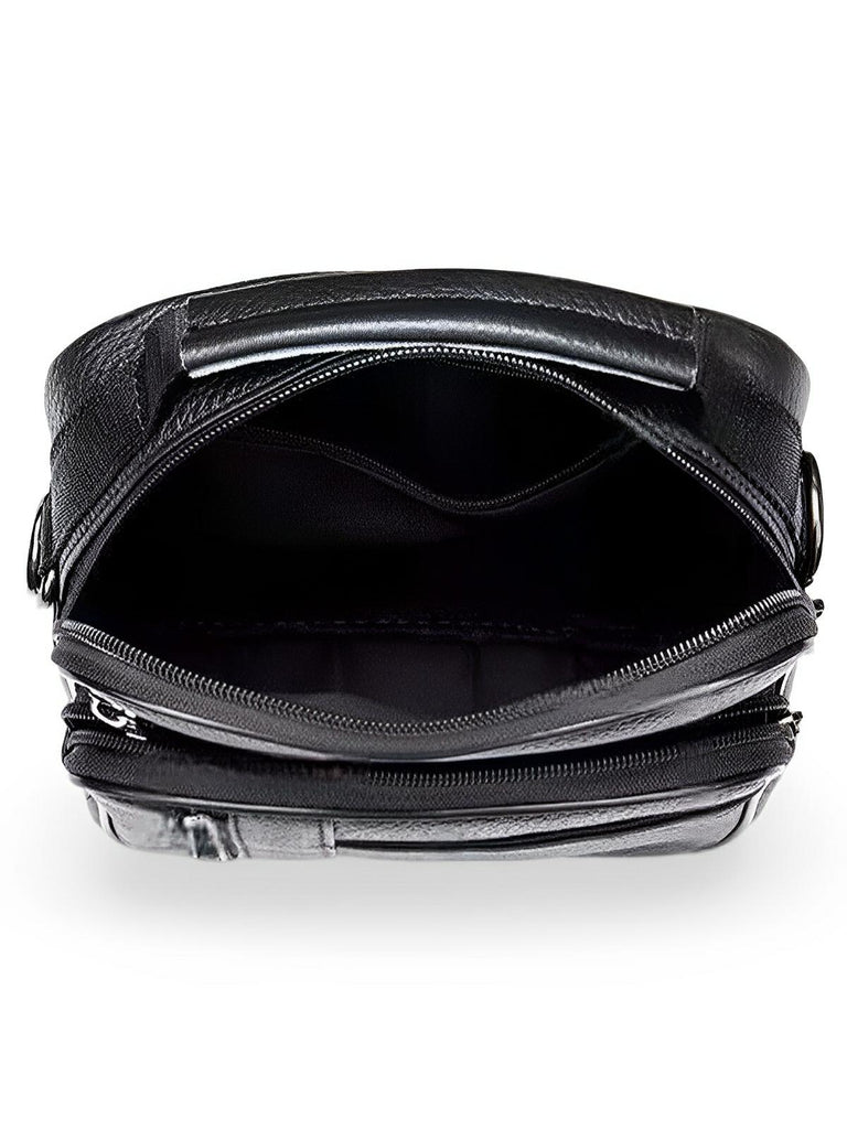 Sacoche pour homme en cuir pleine fleur, porté polyvalent, compact et pratique, modèle Dimitri - Sacoche - Noir