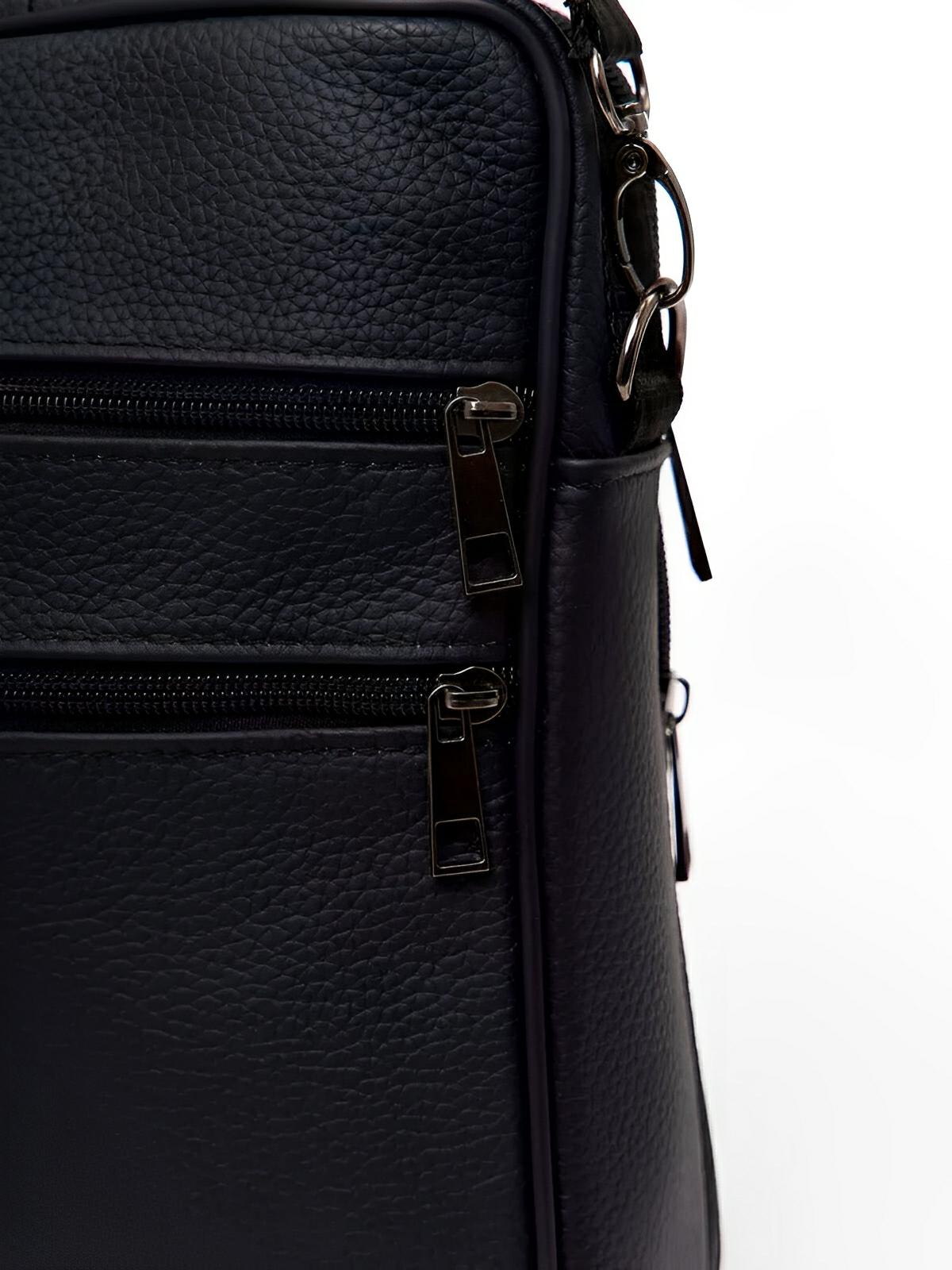 Sacoche pour homme en cuir pleine fleur, porté polyvalent, compact et pratique, modèle Dimitri - Sacoche - Noir