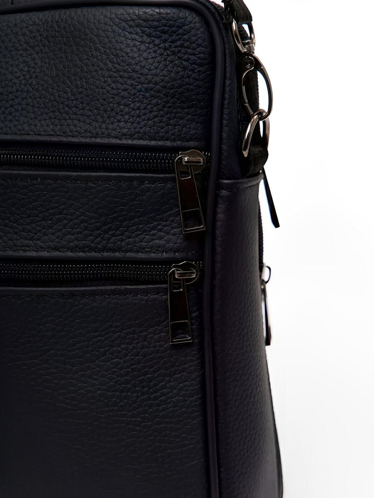 Sacoche pour homme en cuir pleine fleur, porté polyvalent, compact et pratique, modèle Dimitri - Sacoche - Noir