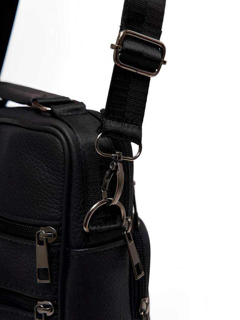 Sacoche pour homme en cuir pleine fleur, porté polyvalent, compact et pratique, modèle Dimitri - Sacoche - Noir