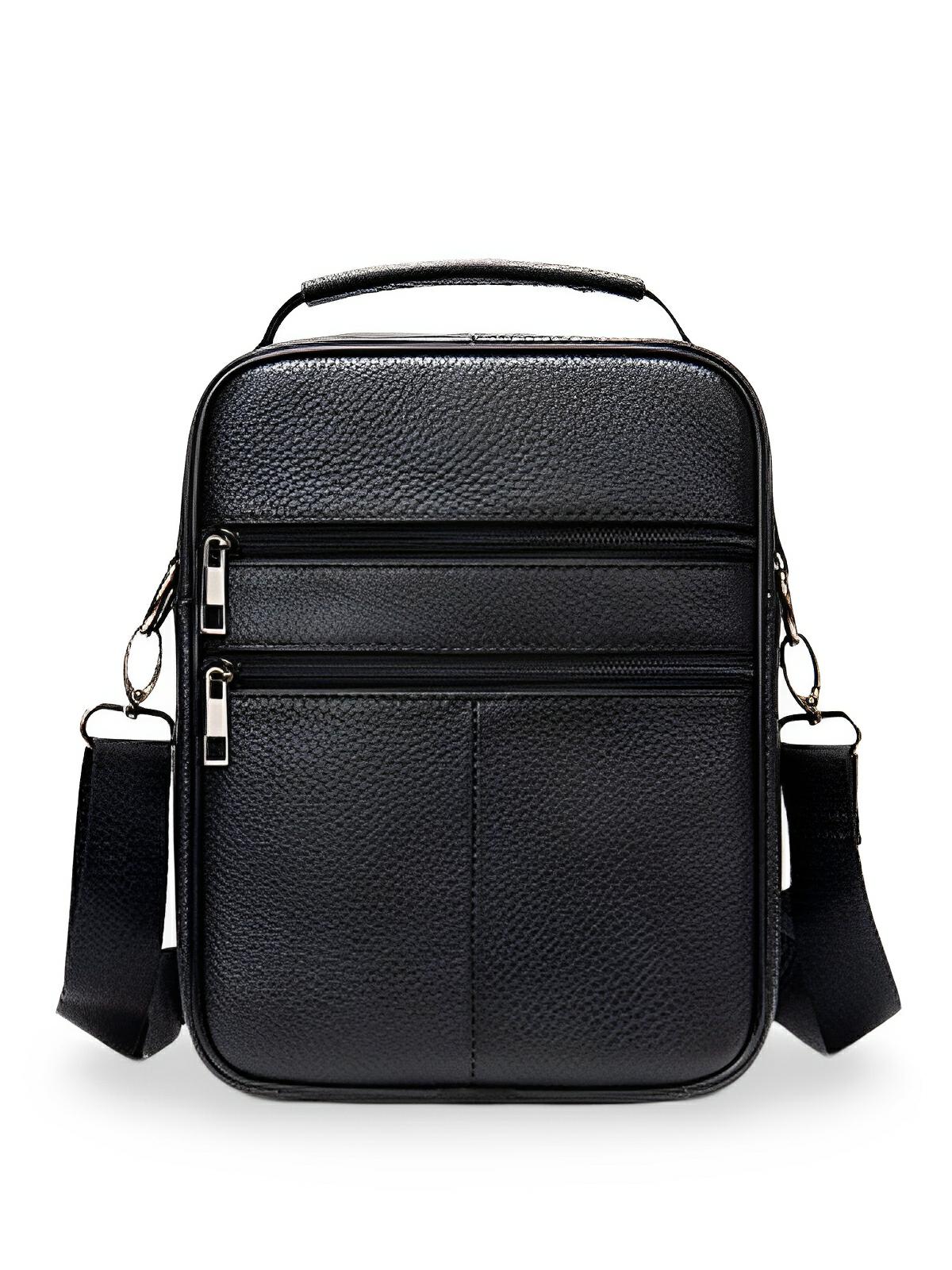 Sacoche pour homme en cuir pleine fleur, porté polyvalent, compact et pratique, modèle Dimitri - Sacoche - Noir
