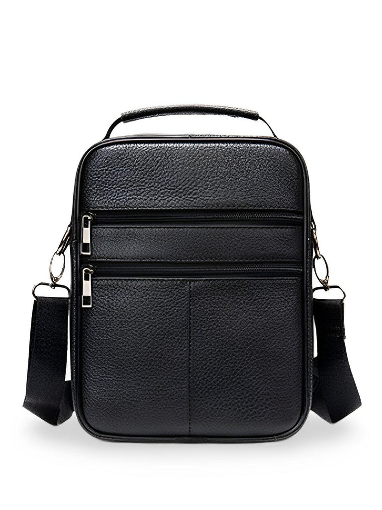 Sacoche pour homme en cuir pleine fleur, porté polyvalent, compact et pratique, modèle Dimitri - Sacoche - Noir