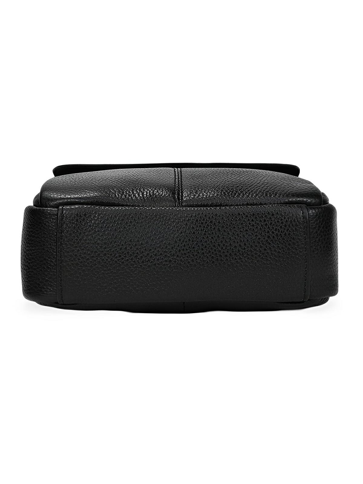 Sacoche pour homme en cuir véritable, bandoulière réglable, design compact, idéal pour le quotidien, modèle Césaire - Sacoche - Noire