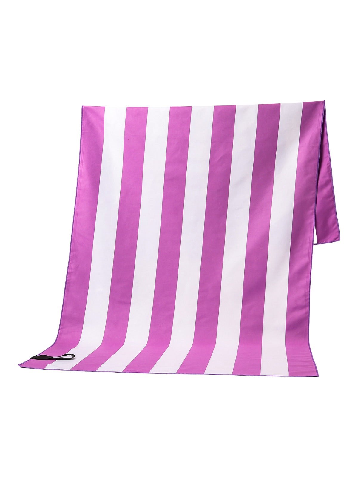 Serviette de plage microfibre, rayée colorée, séchage rapide, légère, 150x70cm, modèle Tynia - Violet
