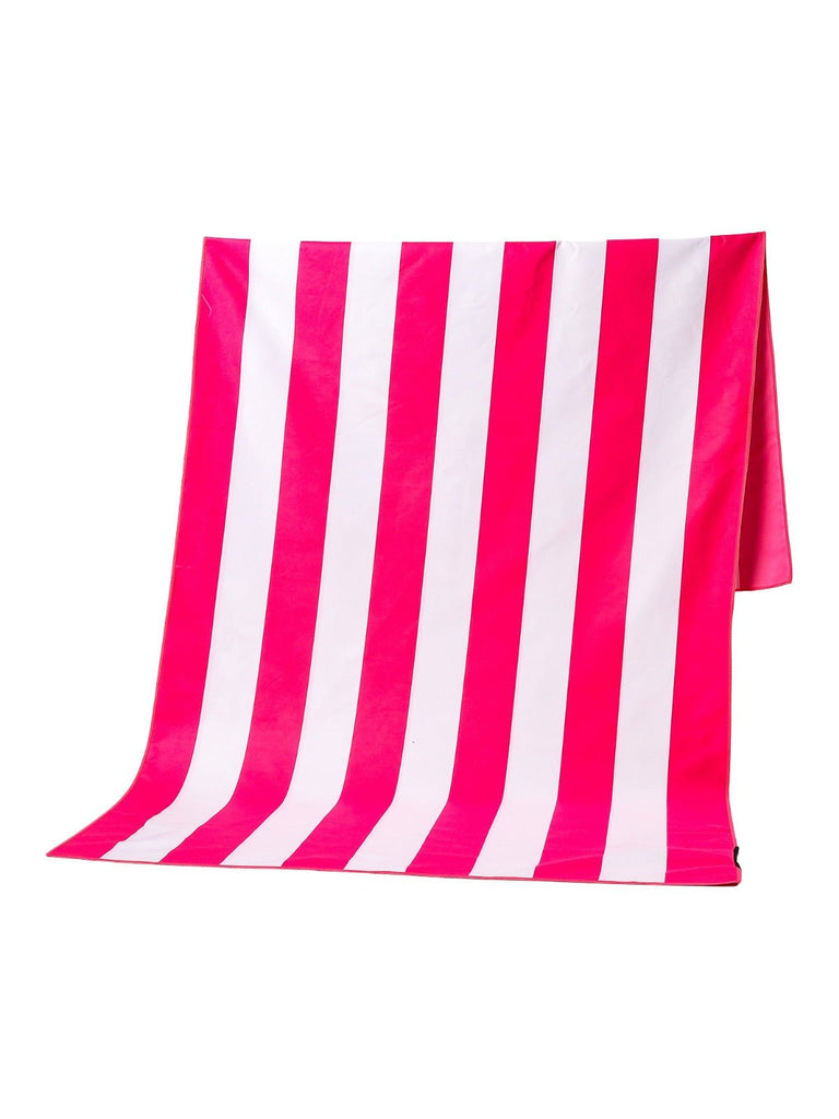 Serviette de plage microfibre, rayée colorée, séchage rapide, légère, 150x70cm, modèle Tynia - Rose