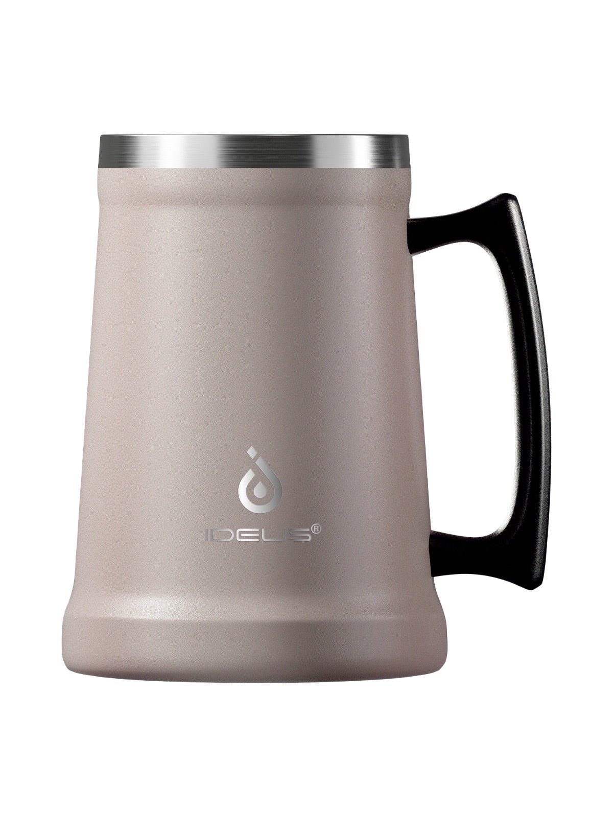 Thermos, gamme IDEUS, chope à bière inox, tasse double paroi, mug 1000 ml, grande capacité, poignée ergonomique, conservation chaud et froid, acier inoxydable 304, sans BPA, modèle Galbin - Gourde et Thermos - Taupe