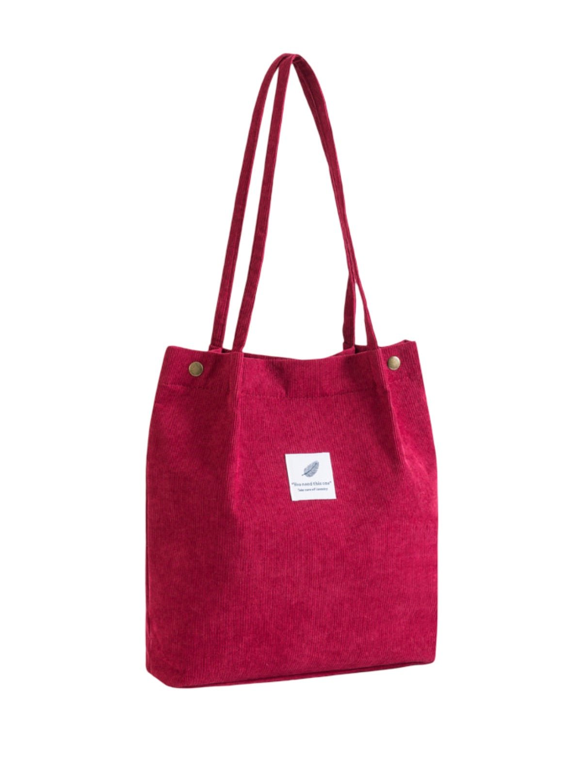 Tote - bag en velours côtelé, sac épaule femme, cabas léger, sac shopper A4, sac mode décontractée, modèle Leya - Tote - bag - Rouge