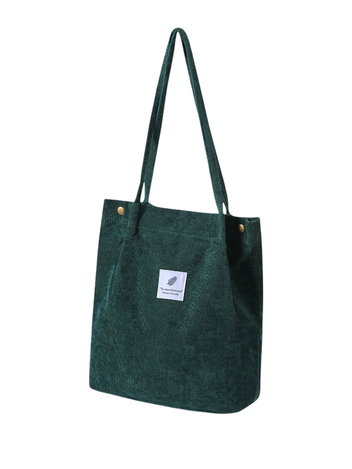 Tote - bag en velours côtelé, sac épaule femme, cabas léger, sac shopper A4, sac mode décontractée, modèle Leya - Tote - bag - Vert foncé