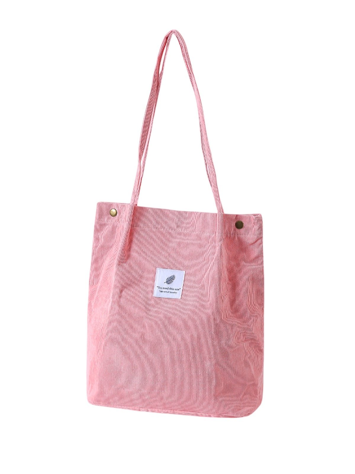Tote - bag en velours côtelé, sac épaule femme, cabas léger, sac shopper A4, sac mode décontractée, modèle Leya - Tote - bag - Rose