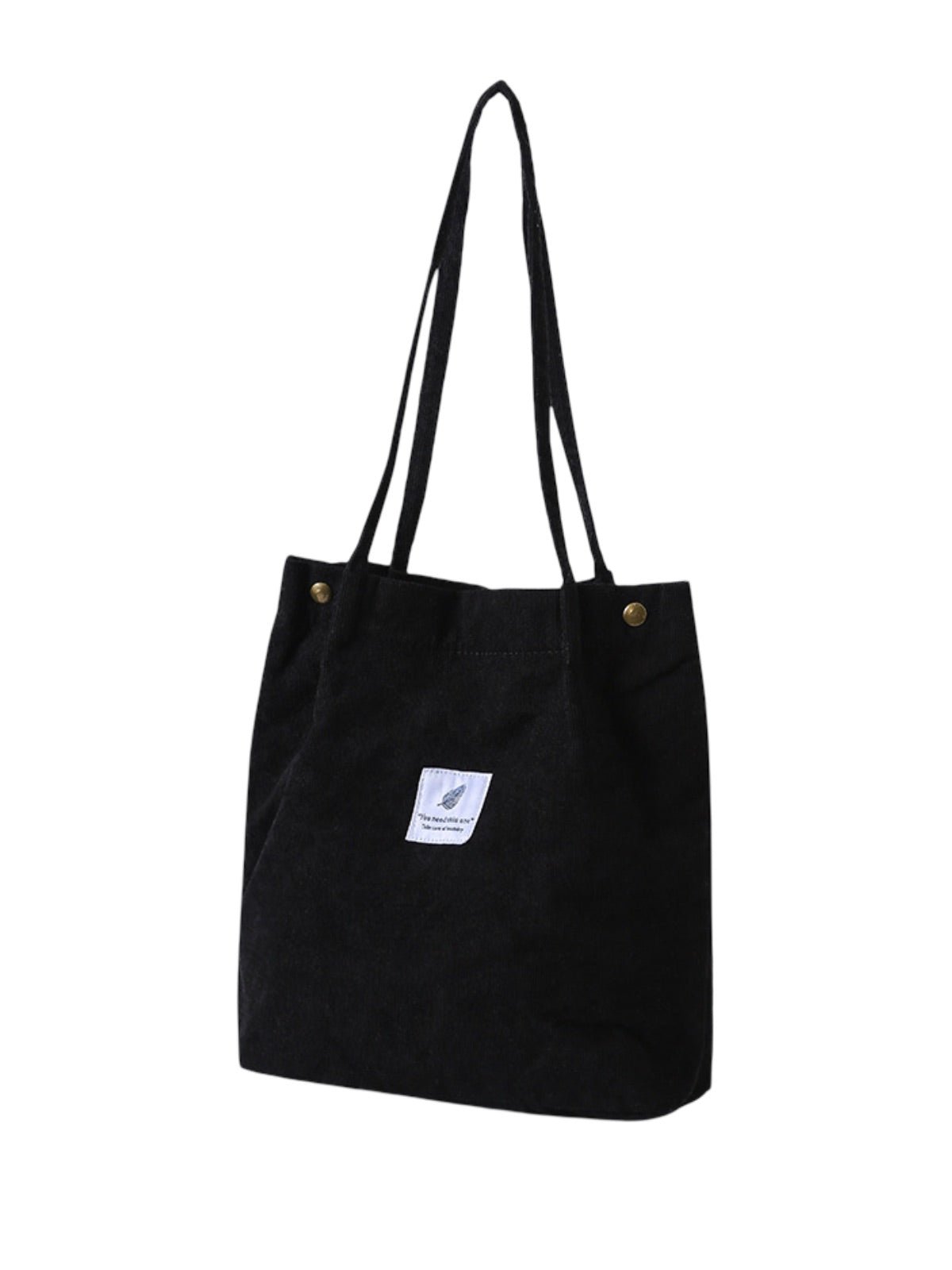 Tote - bag en velours côtelé, sac épaule femme, cabas léger, sac shopper A4, sac mode décontractée, modèle Leya - Tote - bag - Noir