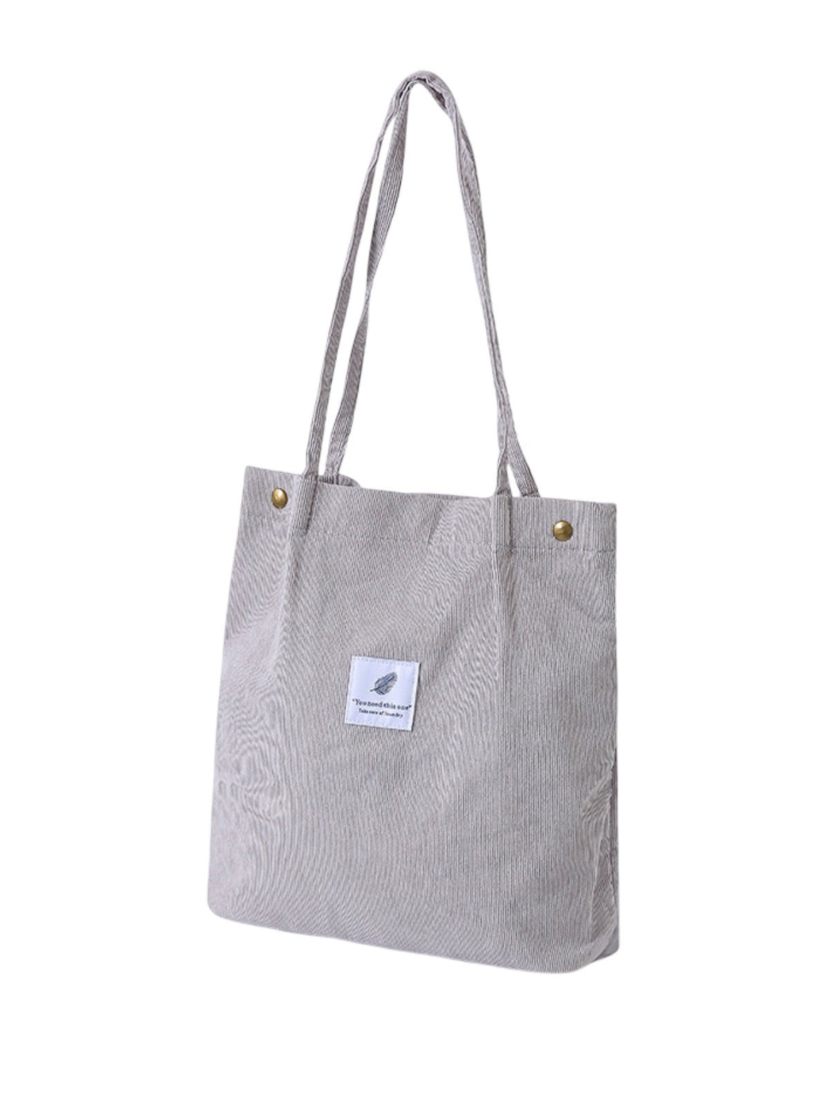 Tote - bag en velours côtelé, sac épaule femme, cabas léger, sac shopper A4, sac mode décontractée, modèle Leya - Tote - bag - Gris