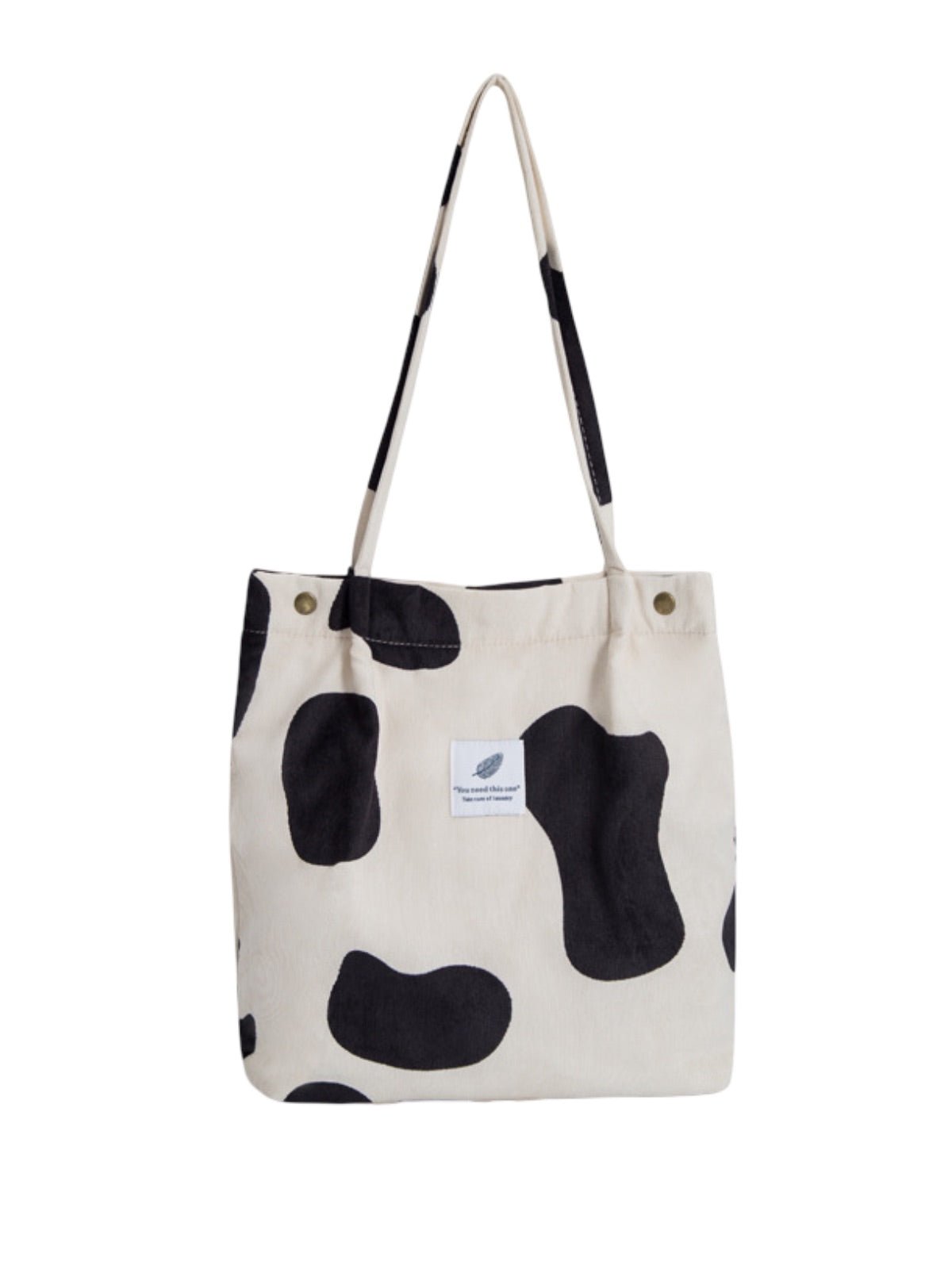 Tote - bag en velours côtelé, sac épaule femme, cabas léger, sac shopper A4, sac mode décontractée, modèle Leya - Tote - bag - Vache