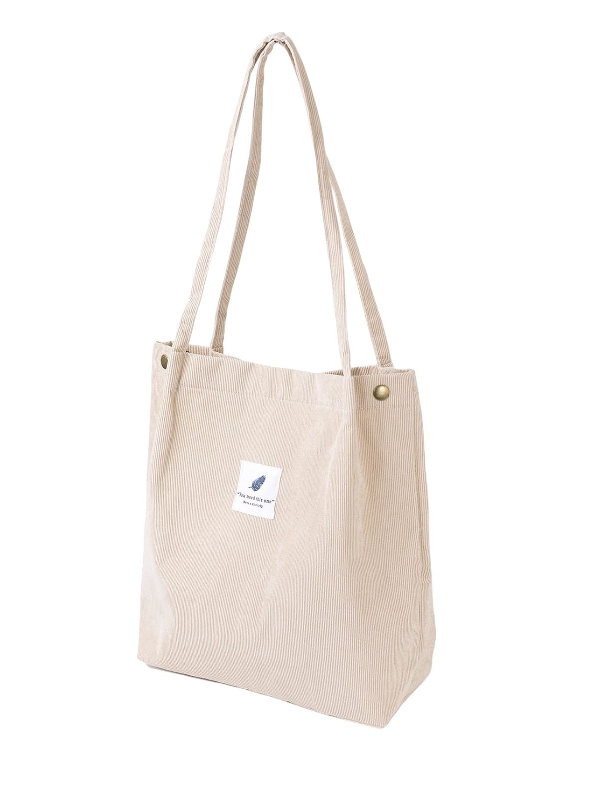 Tote - bag en velours côtelé, sac épaule femme, cabas léger, sac shopper A4, sac mode décontractée, modèle Leya - Tote - bag - Beige