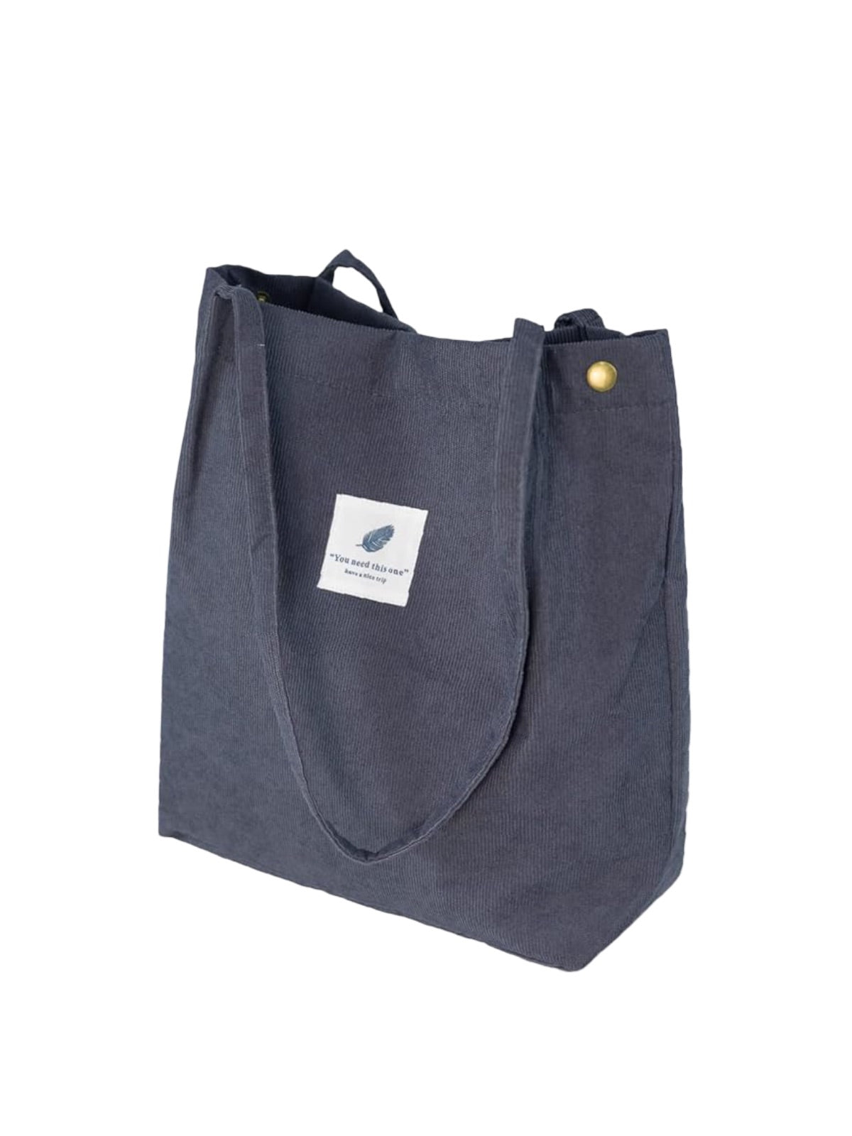 Tote - bag en velours côtelé, sac épaule femme, cabas léger, sac shopper A4, sac mode décontractée, modèle Leya - Tote - bag - Gris foncé