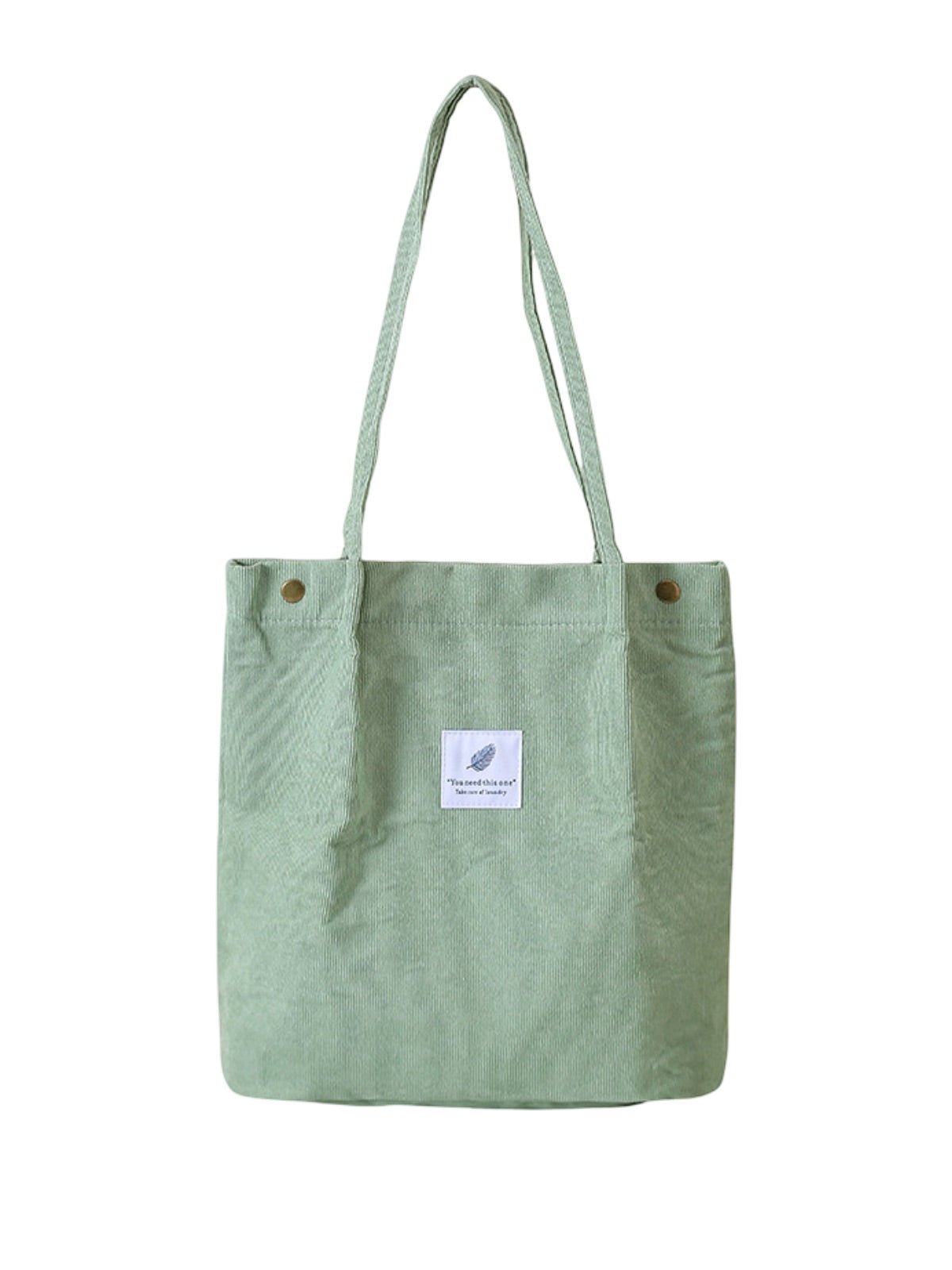 Tote - bag en velours côtelé, sac épaule femme, cabas léger, sac shopper A4, sac mode décontractée, modèle Leya - Tote - bag - Vert