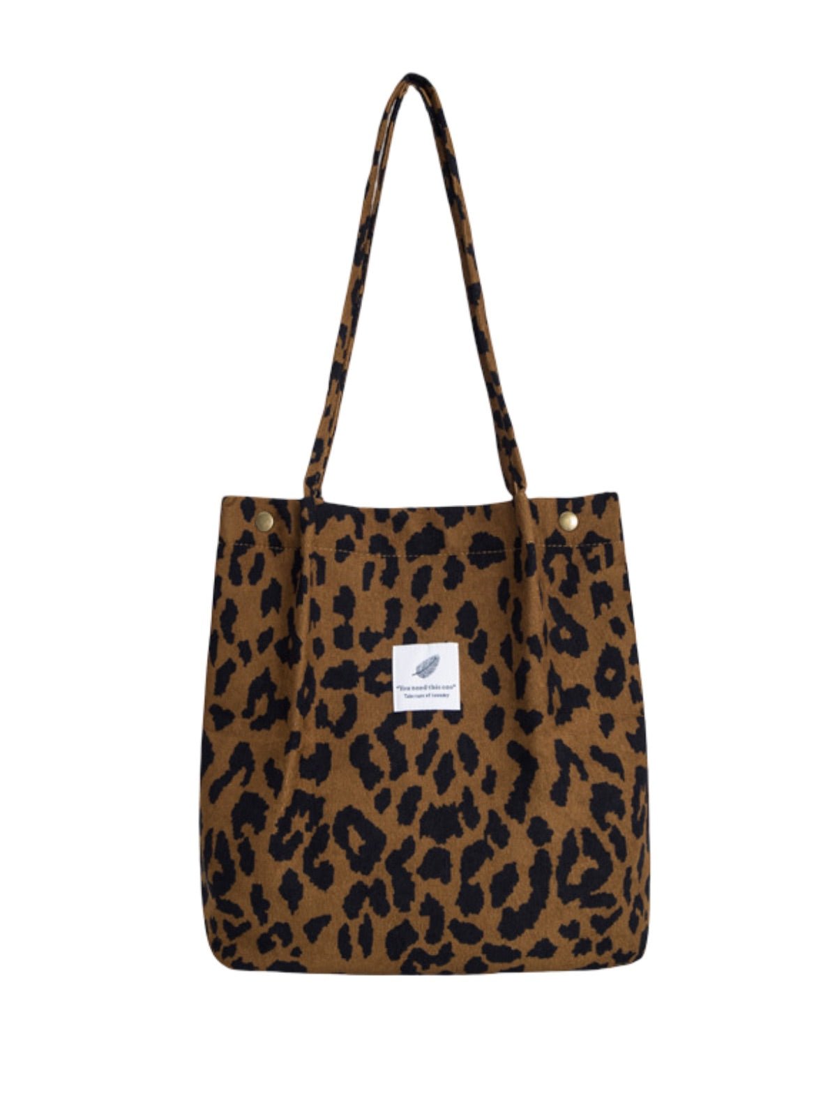 Tote - bag en velours côtelé, sac épaule femme, cabas léger, sac shopper A4, sac mode décontractée, modèle Leya - Tote - bag - Léopard